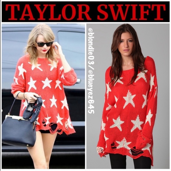 Wildfox Sweaters - Wildfox “Lennon” red seeing stars sweater S